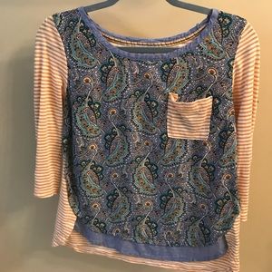 Anthropologie 3/4 length sleeve patterned top